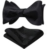 image:imageHISDERN Black Bowties for Men Floral Paisley Selftie Bowtie Woven Silk Mens Bow Tie with Pocket Square Set for Wedding Party 2Pack