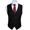 image:imageHISDERN Black Suit Vests and Black Bow Ties Pocket Square Sets for Men Wedding Formal Business