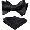 image:imageHISDERN Black Suit Vests and Black Bow Ties Pocket Square Sets for Men Wedding Formal Business