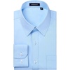 image:imageHISDERN Blue Dress Shirt for Men Long Sleeve with Matching Bow Tie and Handkerchief Set Classic