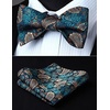 image:imageHISDERN Bow Tie and Suspenders for Men Blue Floral amp Green Paisley Suspender Bowtie Set Adjustable Strong 6 Clips for Wedding Party