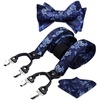 image:imageHISDERN Bow Tie and Suspenders for Men Blue Floral amp Green Paisley Suspender Bowtie Set Adjustable Strong 6 Clips for Wedding Party