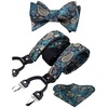 image:imageHISDERN Bow Tie and Suspenders for Men Blue Floral amp Green Paisley Suspender Bowtie Set Adjustable Strong 6 Clips for Wedding Party