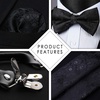 image:imageHISDERN Bow Ties for Men Black Floral Bowtie Self Tie amp Suspenders and Bow Tie Pocket Square Set Classic Formal Tuxedo Wedding Bowties