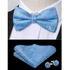 image:imageHISDERN Bow Ties for Men Pretied Bow Tie Set Paisley Classic Bowties and Pocket Square Cufflinks Set for Wedding Party0blue