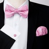 image:imageHISDERN Bow Ties for Men Pretied Bow Tie Set Paisley Classic Bowties and Pocket Square Cufflinks Set for Wedding Party0pink