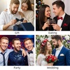 image:imageHISDERN Bow Ties for Men Pretied Bow Tie Set Paisley Classic Bowties and Pocket Square Cufflinks Set for Wedding Party1black