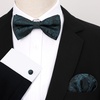 image:imageHISDERN Bow Ties for Men Pretied Bow Tie Set Paisley Classic Bowties and Pocket Square Cufflinks Set for Wedding Party1dark Blue