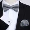 image:imageHISDERN Bow Ties for Men Pretied Bow Tie Set Paisley Classic Bowties and Pocket Square Cufflinks Set for Wedding Party1grey