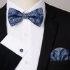 image:imageHISDERN Bow Ties for Men Pretied Bow Tie Set Paisley Classic Bowties and Pocket Square Cufflinks Set for Wedding Party1navy Blue3