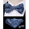 image:imageHISDERN Bow Ties for Men Pretied Bow Tie Set Paisley Classic Bowties and Pocket Square Cufflinks Set for Wedding Party1navy Blue3