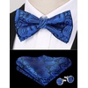 image:imageHISDERN Bow Ties for Men Pretied Bow Tie Set Paisley Classic Bowties and Pocket Square Cufflinks Set for Wedding Party1royal Blue