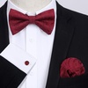 image:imageHISDERN Bow Ties for Men Pretied Bow Tie Set Paisley Classic Bowties and Pocket Square Cufflinks Set for Wedding Party2burgundy