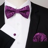 image:imageHISDERN Bow Ties for Men Pretied Bow Tie Set Paisley Classic Bowties and Pocket Square Cufflinks Set for Wedding Party2purple