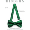 image:imageHISDERN Bow Ties for Men Pretied Bow Tie Set Paisley Classic Bowties and Pocket Square Cufflinks Set for Wedding Party3green