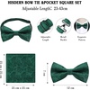 image:imageHISDERN Bow Ties for Men Pretied Bow Tie Set Paisley Classic Bowties and Pocket Square Cufflinks Set for Wedding Party3green2