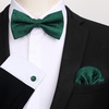 image:imageHISDERN Bow Ties for Men Pretied Bow Tie Set Paisley Classic Bowties and Pocket Square Cufflinks Set for Wedding Party3green2