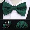 image:imageHISDERN Bow Ties for Men Pretied Bow Tie Set Paisley Classic Bowties and Pocket Square Cufflinks Set for Wedding Party3green2