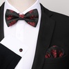image:imageHISDERN Bow Ties for Men Pretied Bow Tie Set Paisley Classic Bowties and Pocket Square Cufflinks Set for Wedding Party4black