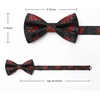 image:imageHISDERN Bow Ties for Men Pretied Bow Tie Set Paisley Classic Bowties and Pocket Square Cufflinks Set for Wedding Party4black