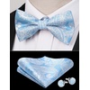 image:imageHISDERN Bow Ties for Men Pretied Bow Tie Set Paisley Classic Bowties and Pocket Square Cufflinks Set for Wedding Party4blue2