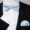 image:imageHISDERN Bow Ties for Men Pretied Bow Tie Set Paisley Classic Bowties and Pocket Square Cufflinks Set for Wedding Party4blue2
