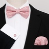 image:imageHISDERN Bow Ties for Men Pretied Bow Tie Set Paisley Classic Bowties and Pocket Square Cufflinks Set for Wedding Party4pink4