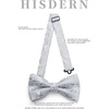 image:imageHISDERN Bow Ties for Men Pretied Bow Tie Set Paisley Classic Bowties and Pocket Square Cufflinks Set for Wedding Party4silver