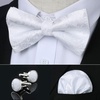 image:imageHISDERN Bow Ties for Men Pretied Bow Tie Set Paisley Classic Bowties and Pocket Square Cufflinks Set for Wedding Party4white