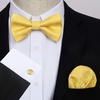 image:imageHISDERN Bow Ties for Men Pretied Bow Tie Set Paisley Classic Bowties and Pocket Square Cufflinks Set for Wedding Party4yellow