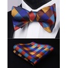 image:imageHISDERN Mens Black Suit Ves amp Red Self Tie Bow Ties Pocket Square Formal Business Wedding Vest and Bowtie