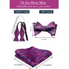 image:imageHISDERN Mens Bowties Floral Selftie and Plaid Pretied Bow Ties for Men Hot Pink Bowtie with Handkerchief Set for Wedding Party