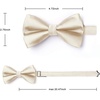 image:imageHISDERN Mens Champagne Suit Vest and Bow Tie with Pocket Square Formal Solid Color Vest Bowties for Suit or Tuxedo Grooms Wedding