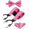 image:imageHISDERN Pink Bow Tie and Suspenders for Men Wedding Formal Business