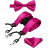 image:imageHISDERN Pink Suspenders Bow Ties Set  Elastic Suspender Braces