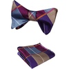 image:imageBC2023R Multi Color Check Classic 100 Silk Jacquard Woven Men Self Bow Tie BowTie Pocket Square Handkerchief Suit Set GA25