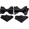 image:imageHISDERN Black Bowties for Men Floral Paisley Selftie Bowtie Woven Silk Mens Bow Tie with Pocket Square Set for Wedding Party 2Pack
