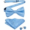 image:imageHISDERN Bow Ties for Men Pretied Bow Tie Set Paisley Classic Bowties and Pocket Square Cufflinks Set for Wedding Party0blue