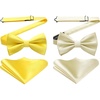 image:imageHISDERN Bow Ties for Men Yellow Color Pre Tied Bow Tie and Pocket Square Classic Adjustable Clip on Bowties Handkerchief Set for Wedding Business Party