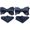 image:imageHISDERN Bowties for Men Navy Blue Floral Paisley Selftie Bowtie Woven Silk Mens Bow Tie with Pocket Square Set for Wedding Party 2Pack
