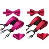 image:imageHISDERN Hot Pink  Burgundy Bow Tie and Suspenders for Men Wedding Formal Business