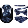 image:imageHISDERN Mens Floral Tie and Bow Tie Set Handkerchief Jacquard Woven Classic Mens Necktie amp Pocket Square Set Blue