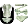 image:imageHISDERN Sage Green Ties for Men Classic Floral Pretied Bowtie Necktie Pocket Square Set for Formal Wedding Meeting with Handkerchief
