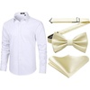 image:imageHISDERN Solid Mens Dress Shirts Bow Ties Long Sleeve Button Down Shirts for Men Casual Formal Business Wedding