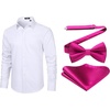 image:imageMens Bow Tie Pocket Square Set Long Sleeve Button Down Shirts Casual Dress Shirts for Formal Business Wedding