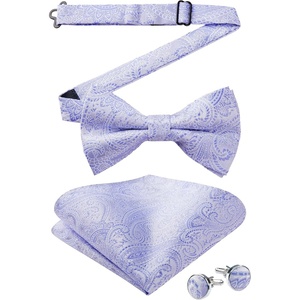 image:imageHISDERN Bow Ties for Men Pretied Bow Tie Set Paisley Classic Bowties and Pocket Square Cufflinks Set for Wedding PartyLavender