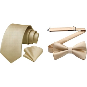 image:imageHISDERN Solid Color Ties for Men amp Champagne Bowtie Pretied Classic Satin Business Formal Mens Ties for Wedding