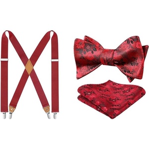 image:imageHISDERN Suspenders for Men XBack 14 Adjustable Elastic Suspender Bow Ties for Men Floral Bowties