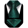 image:imageGreen Ties for Men Solid Classic Formal Paisley Floral Handkerchief Mens Neckties and Pocket Square Set Tuxedo for Wedding