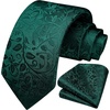 image:imageGreen Ties for Men Solid Classic Formal Paisley Floral Handkerchief Mens Neckties and Pocket Square Set Tuxedo for Wedding